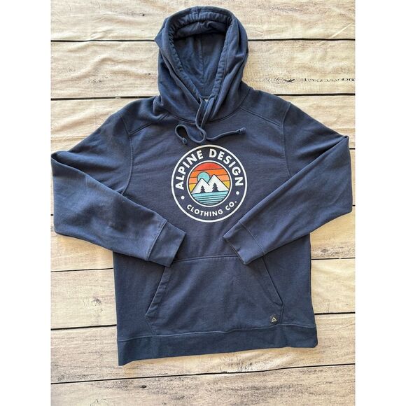 Alpine Design Men's Graphic Pullover Hoodie Blue Size L - Picture 1 of 4